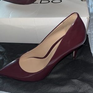 FALL REFRESH  3  1/2” patent leather eggplant color pumps from ALDO.